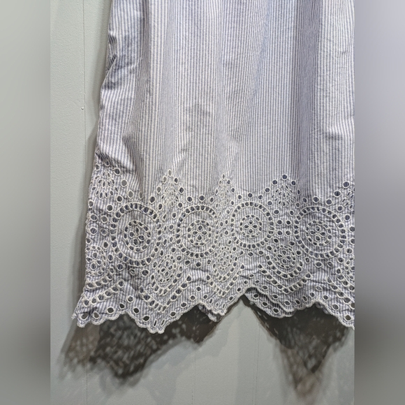 Gap Eyelet Mini Dress Blue Stripe Size‎ Small Spring Sleeveless Cotton Sundress - Picture 2 of 9